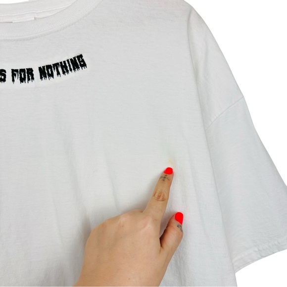 Thanks For Nothing Funny Graphic Boxy Crop Upcycled Distressed Short Sleeve Tee - Picture 9 of 10